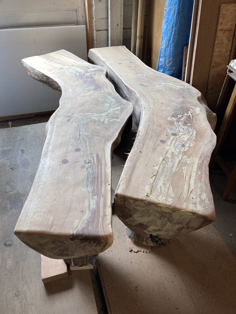 Oak trunk benches